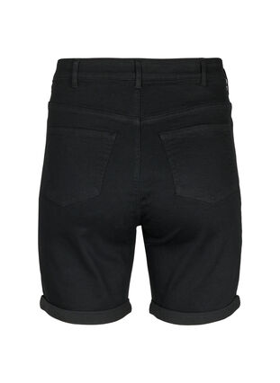 Korte spijkerbroek met strakke pasvorm en hoge taille, Black, Packshot image number 1