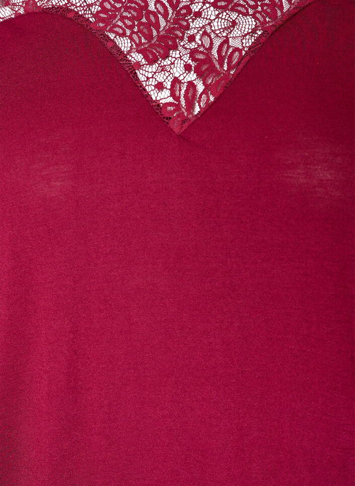 Blouse avec empi&egrave;cement en dentelle et manches ballon, Rouge, Packshot image number 2
