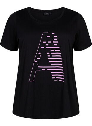 Sport-T-shirt met print, Black w. Purple A, Packshot image number 0
