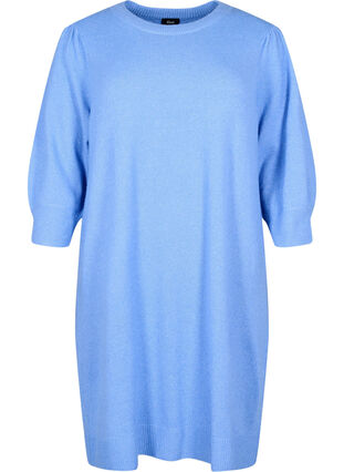 Robe en tricot avec manches 3/4 bouffantes, Blue B. /White Mel., Packshot image number 0