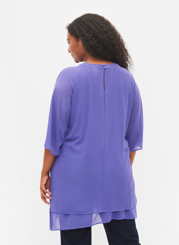 Chiffon blouse met 3/4 mouwen, Purple Corallites, Model image number 1