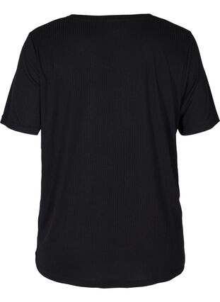 T-shirt à manches courtes en qualité côtelée, Black, Packshot image number 1