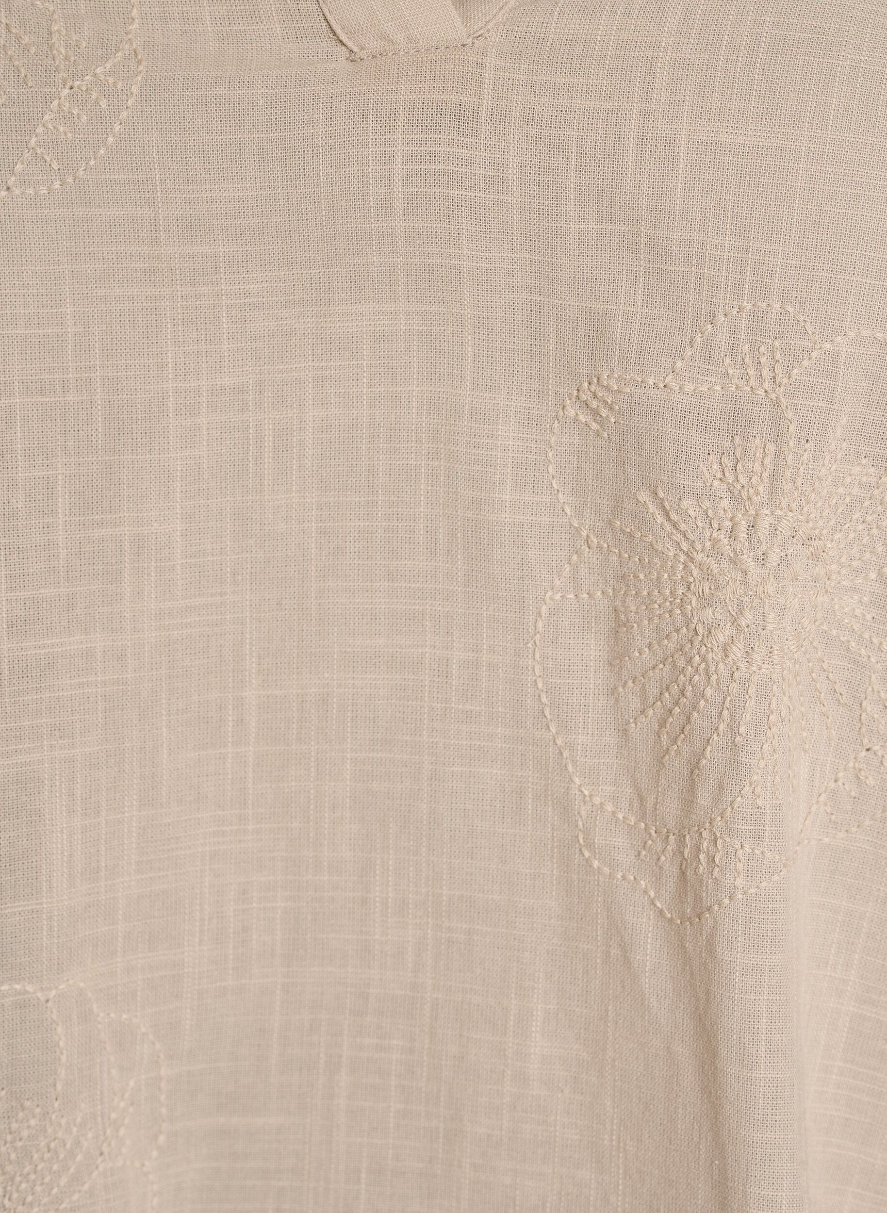 Zizzi Blouse en coton avec d&eacute;tails brod&eacute;s et manches 3/4, Beige, Packshot image number 2