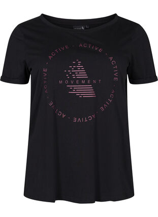 Sport-T-shirt met print, Black w. copper logo, Packshot image number 0