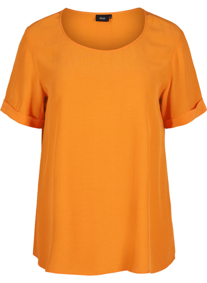 Viscose top met korte mouwen, Orange Peel, Packshot image number 0