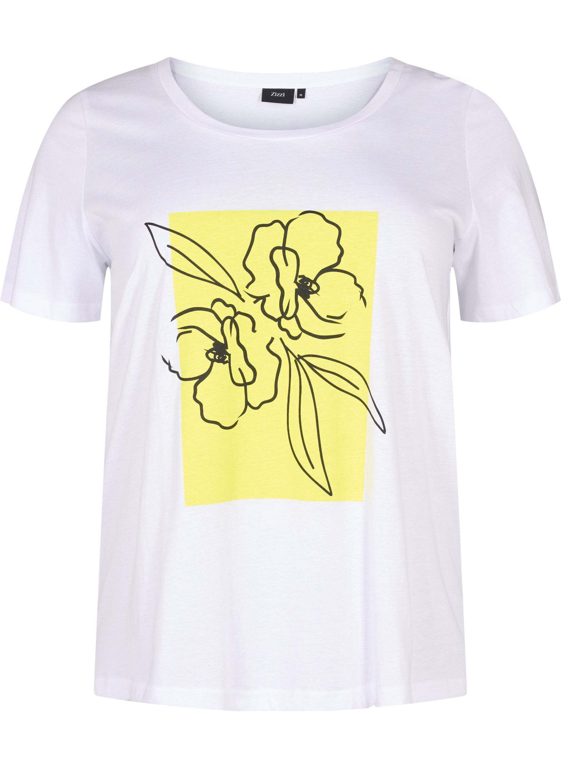 ZizziKatoenen T-shirt met motief, B. White w. Sulphur, Packshot image number 0