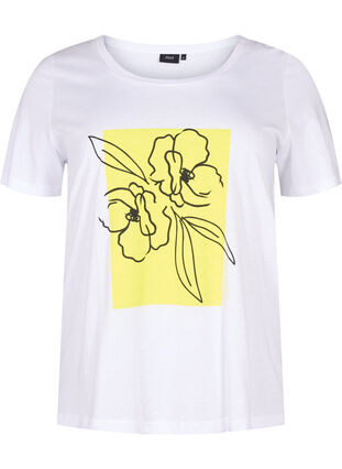 T-shirt en coton avec motif, B. White w. Sulphur, Packshot image number 0