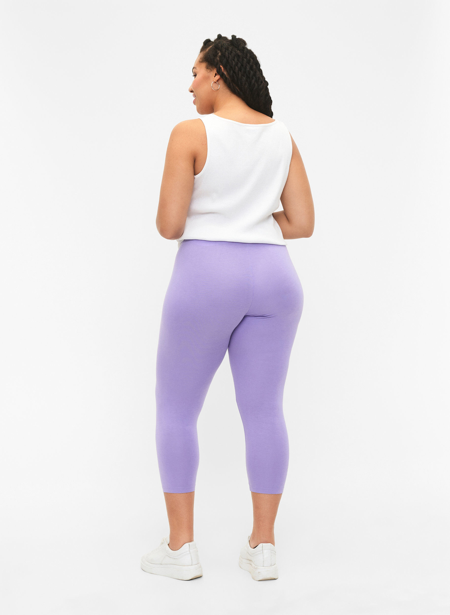 Zizzi Leggings basiques longueur 3/4 en viscose, Violet, Model image number 2