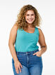 Haut uni Basic en coton, Bleu, Model image number 0