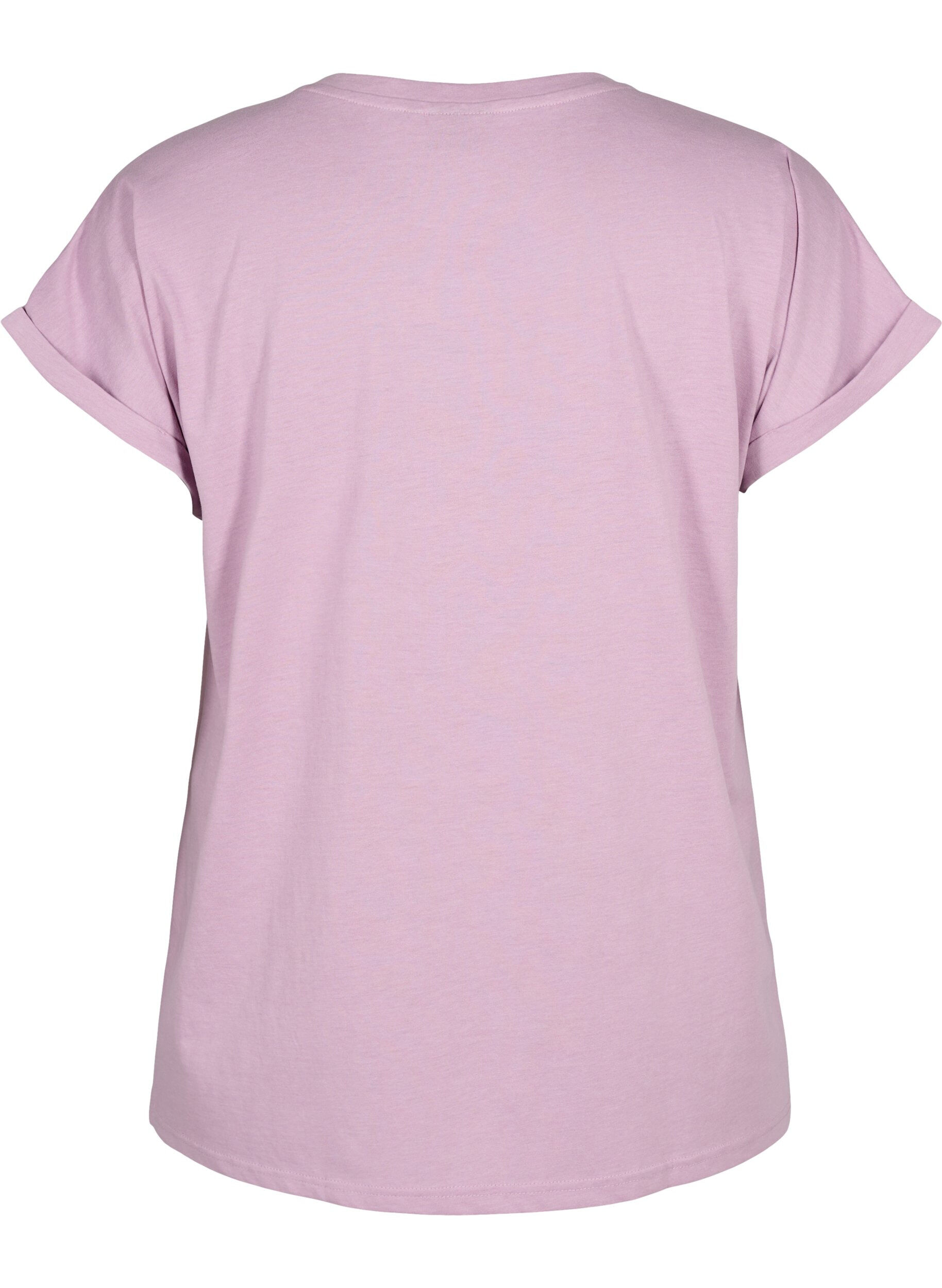 Zizzi T-shirt &agrave; manches courtes en coton m&eacute;lang&eacute;, Mauve, Packshot image number 1