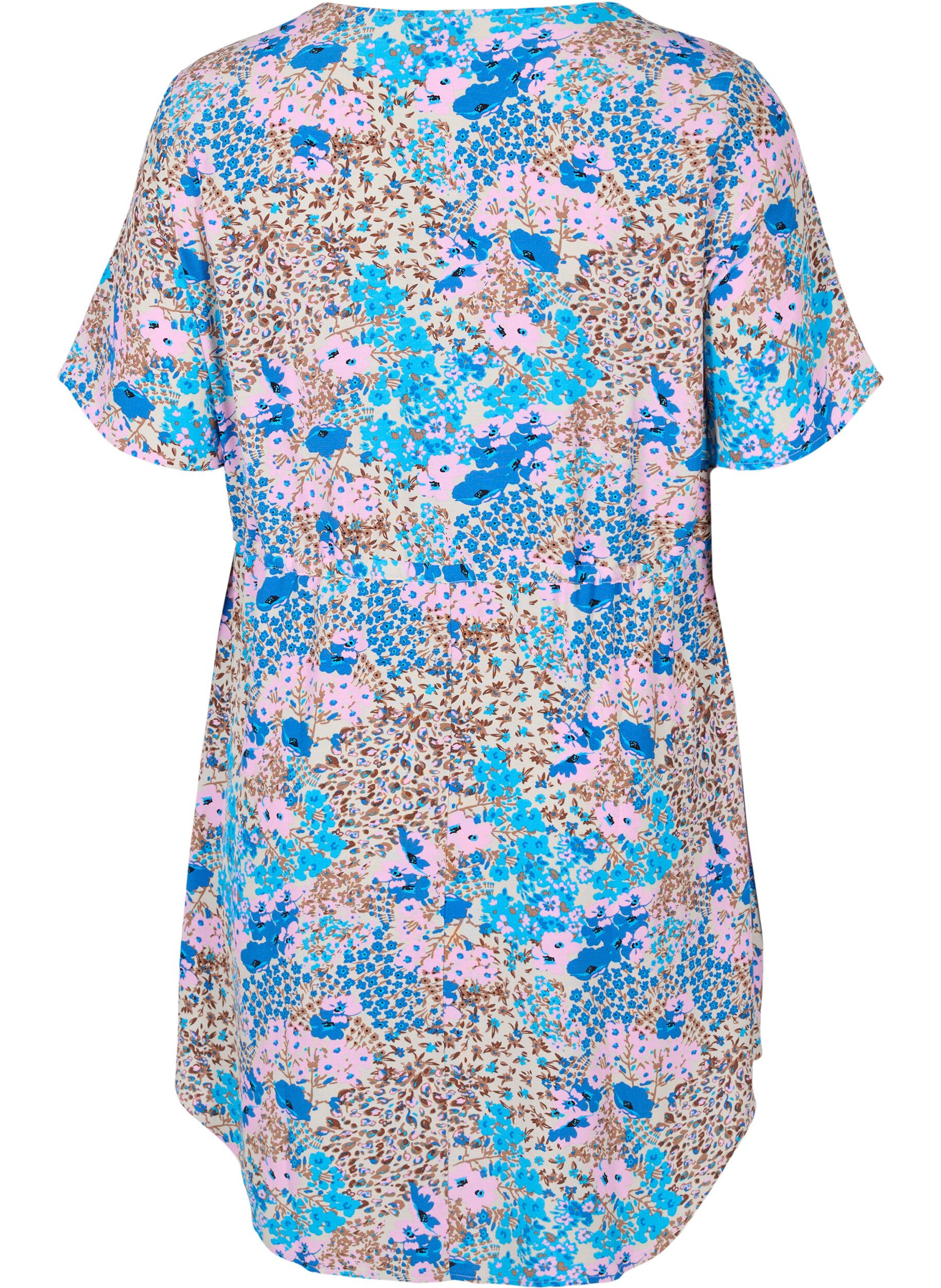 Zizzi Robe &agrave; motifs avec d&eacute;tails &agrave; nouer, Blue Rose Flower, Packshot image number 1