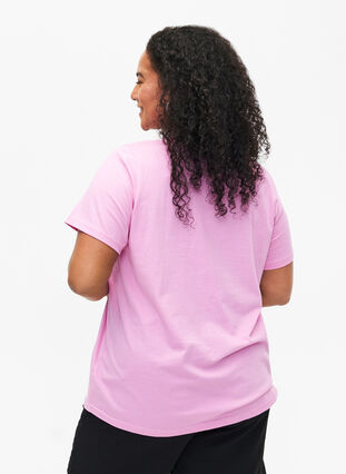 T-shirt en coton avec imprimé texte, Rosebloom w. Flower, Model image number 1