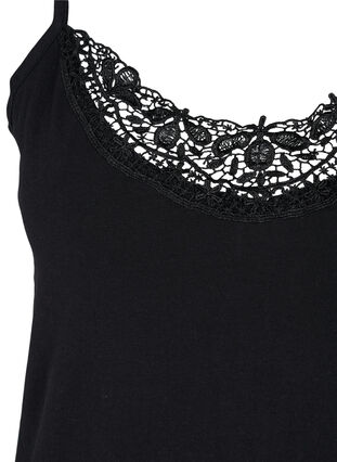 Chemise de nuit en coton avec bordure en dentelle, Black, Packshot image number 2