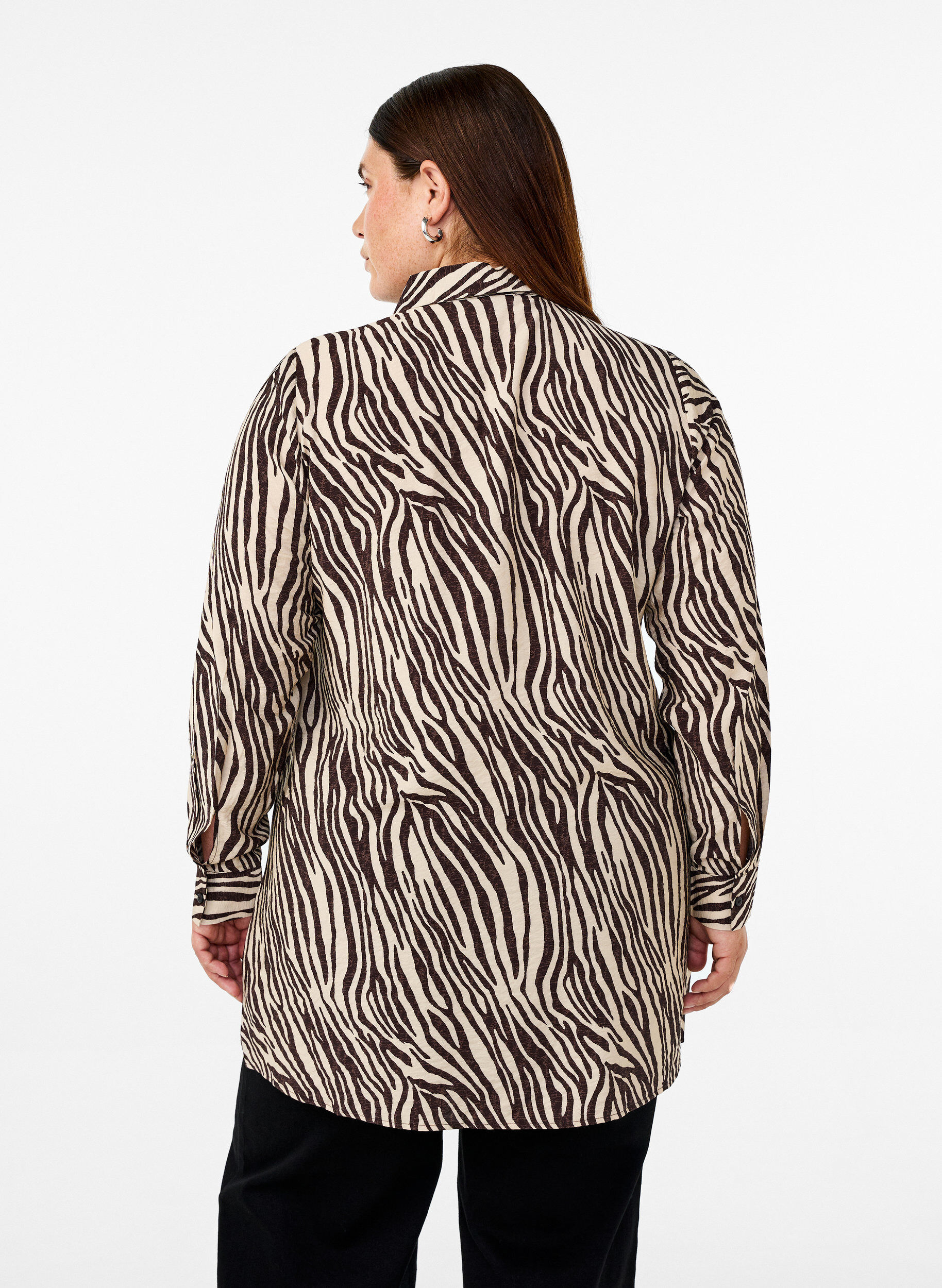 ZizziLange blouse met luipaardprint, Bruin, Model image number 2