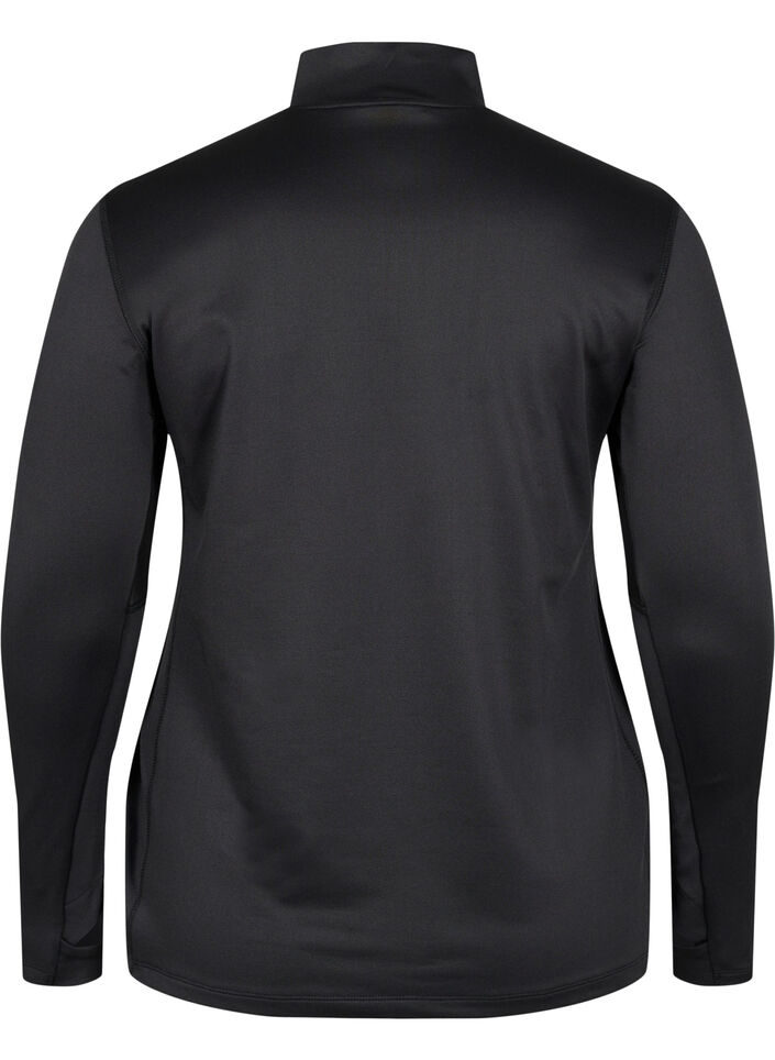 Haut de sport à col montant avec fermeture éclair, Black, Packshot image number 1