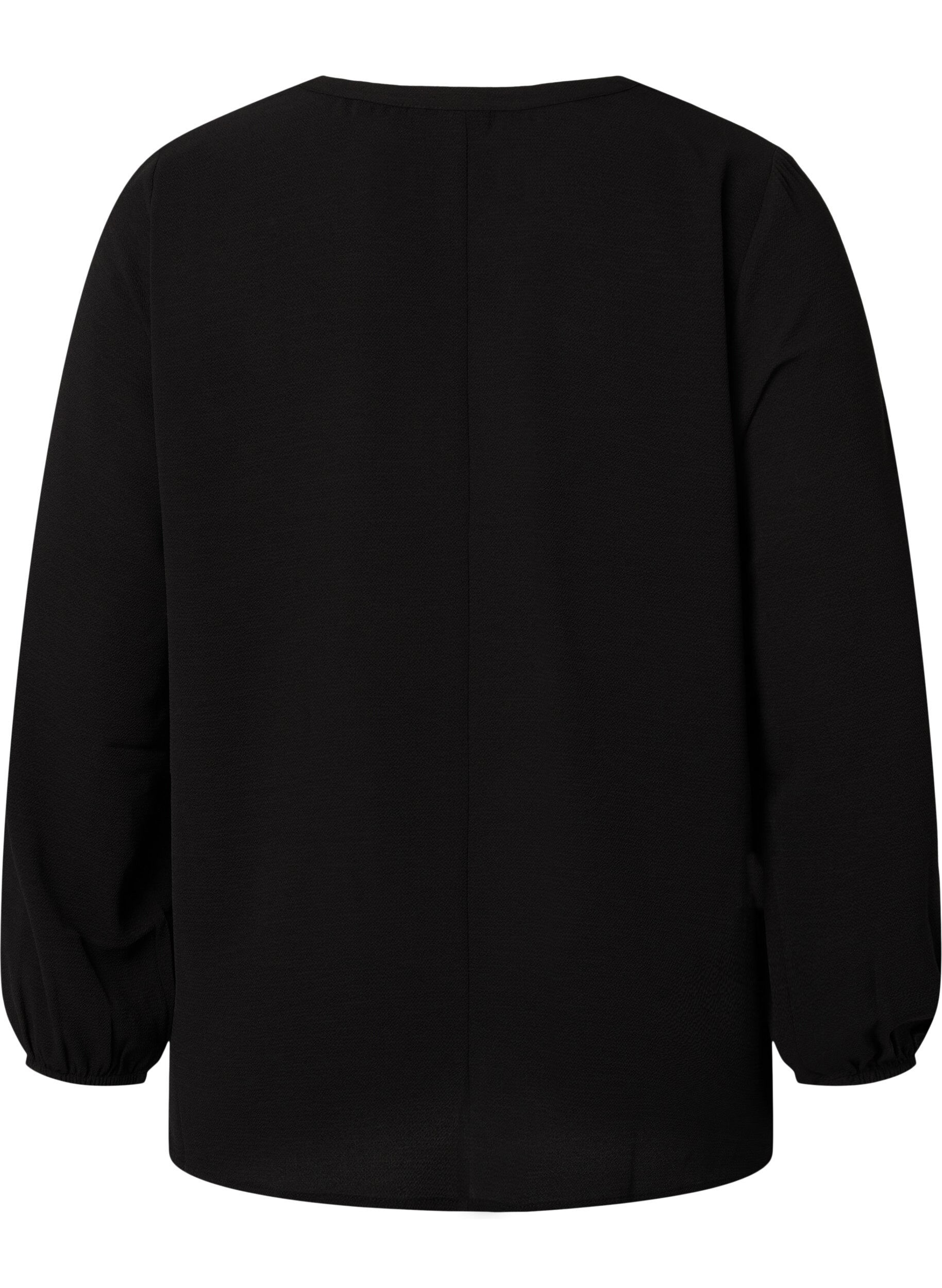 ZizziEffen blouse met v-hals, Black, Packshot image number 1