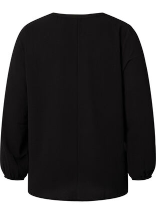 Effen blouse met v-hals, Black, Packshot image number 1