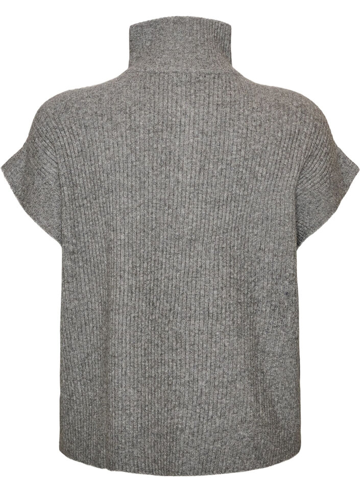 Gilet en maille avec col montant et zip court, Gris, Packshot image number 1