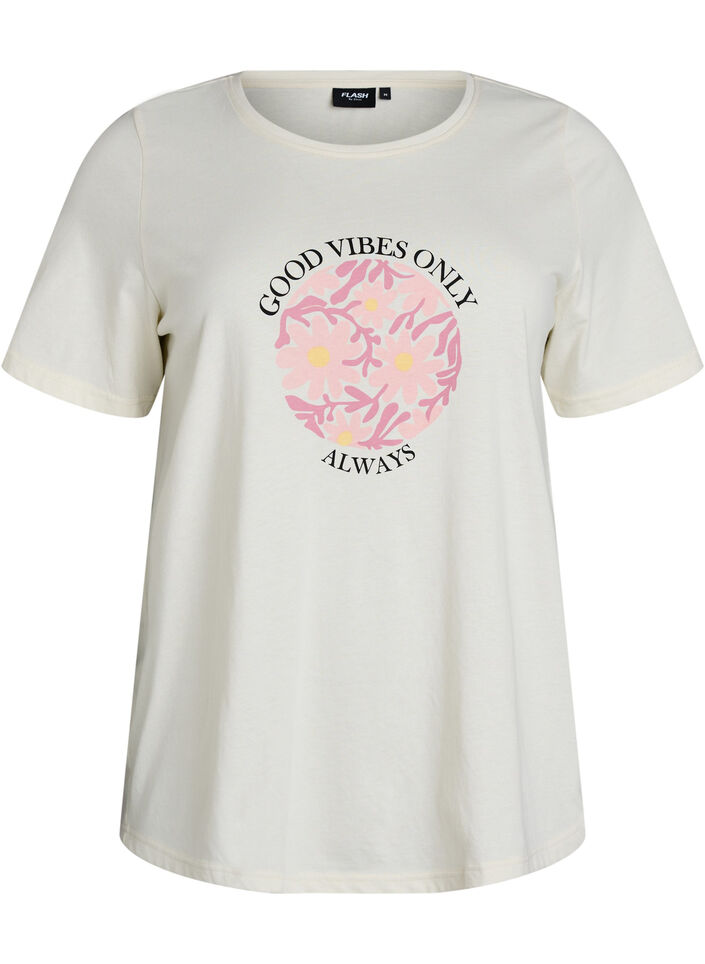 T-shirt met print, Vanille, Packshot image number 0