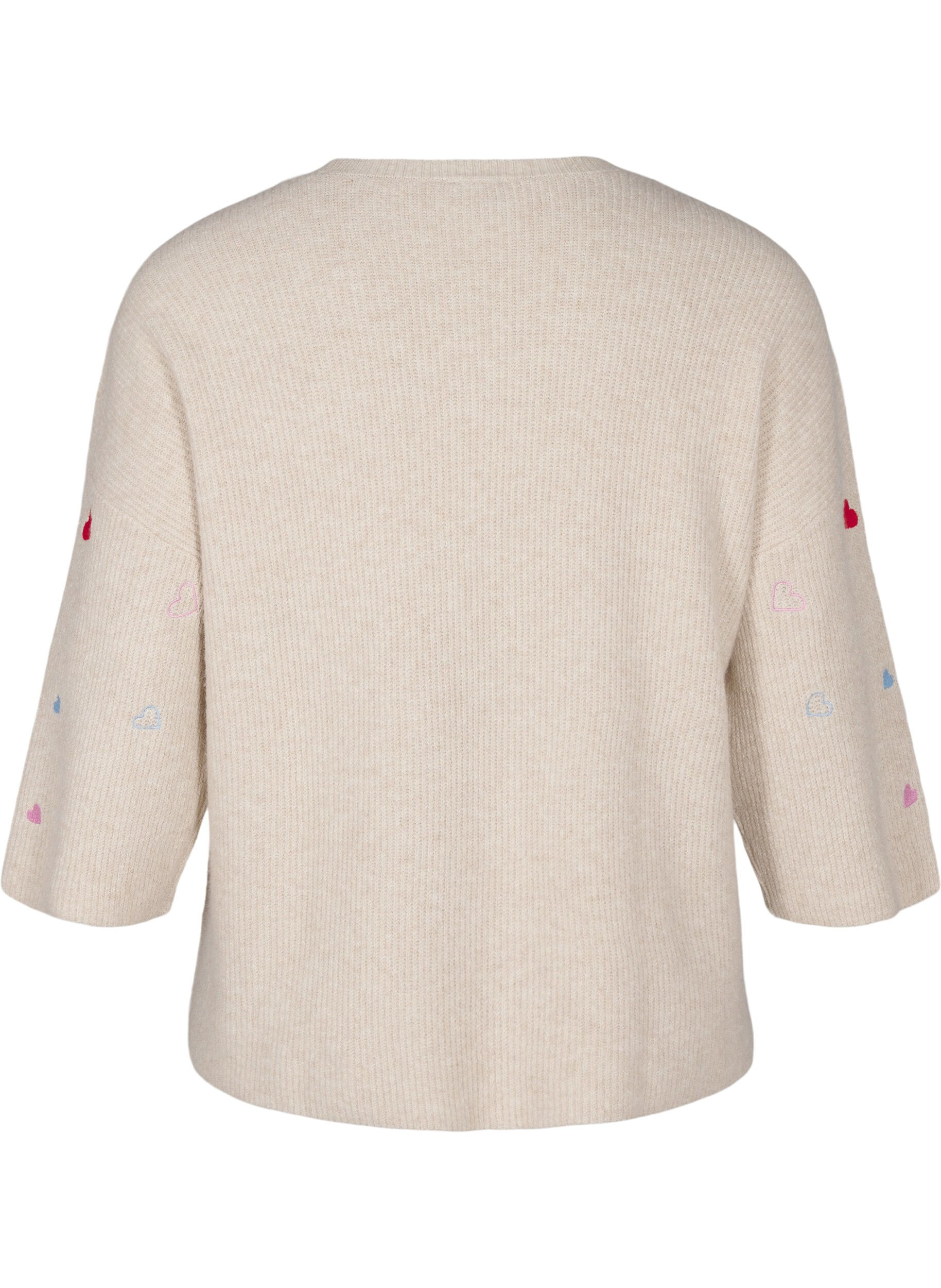 ZizziJumper met hartjes en 3/4 mouwen, Beige, Packshot image number 1