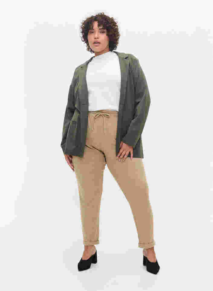 Pantalon chiné avec cordon de serrage et poches, Beige Melange, Model image number 4