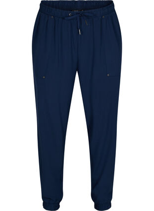 Pantalon avec poches et ourlet élastique, Navy Blazer, Packshot image number 0