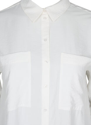 Chemise longue en viscose avec poches et fente, White, Packshot image number 2