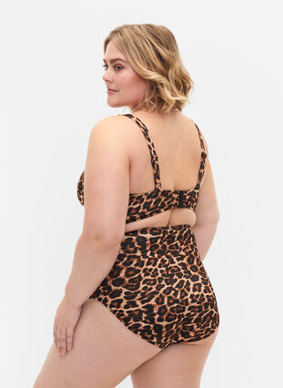 Hoog getailleerd bikinibroekje met luipaardprint, Leopard Print, Model image number 1