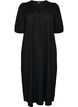 Robe midi avec col en V et texture, Noir, Packshot image number 0