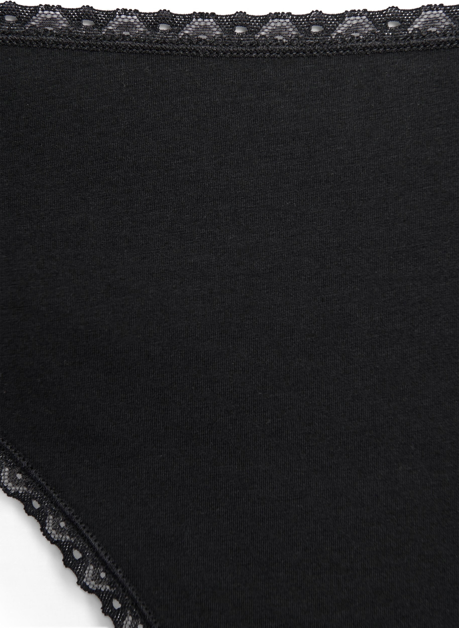 Zizzi Lot de 3 culottes avec bords en dentelle, Black, Packshot image number 2