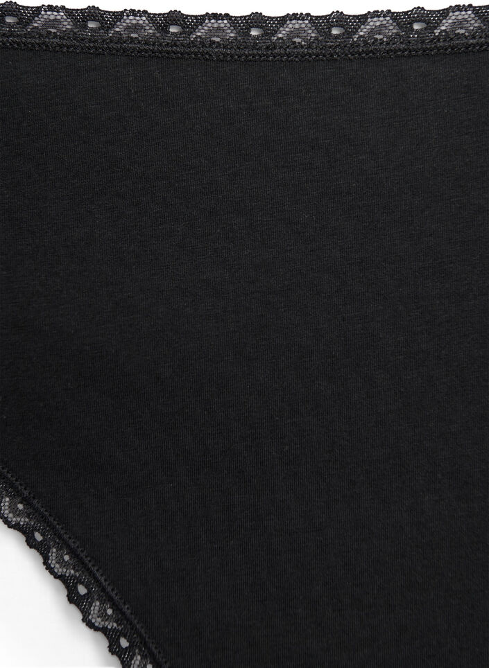 Lot de 3 culottes avec bords en dentelle, Black, Packshot image number 2