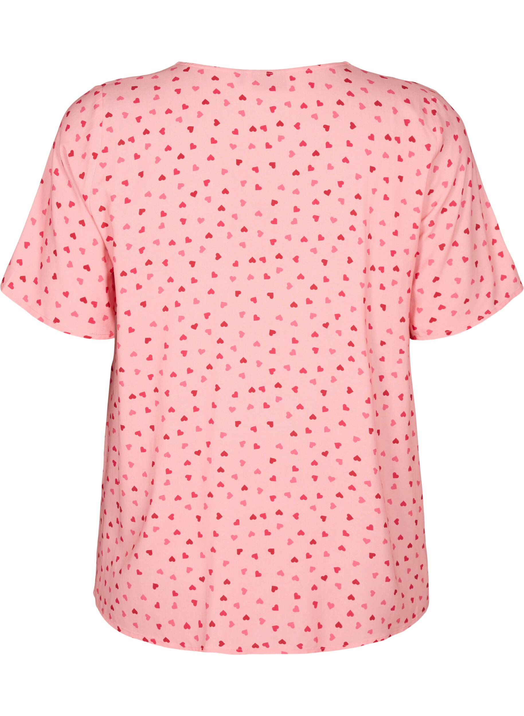 ZizziBedrukte pyjamatop van viscose, Roze, Packshot image number 1