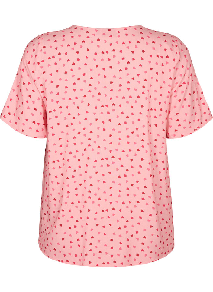 Blouse imprimée en viscose, Rose, Packshot image number 1