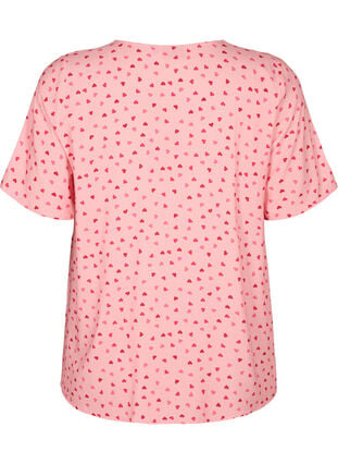Bedrukte pyjamatop van viscose, Pink Icing W. hearts, Packshot image number 1