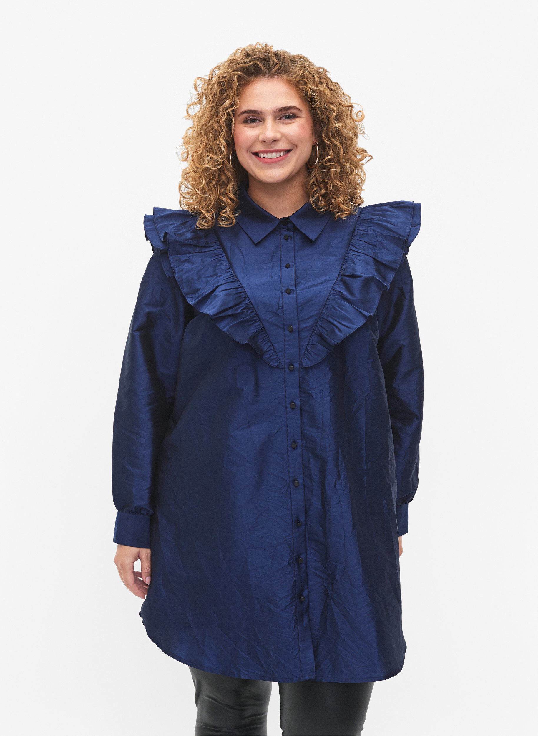 ZizziEffen overhemd met lintdetail, Titan, Model image number 0