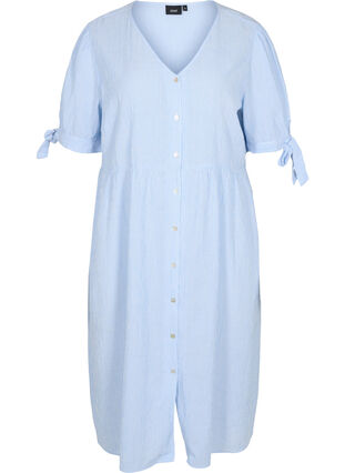 Robe chemise rayée en coton, Blue Stripe, Packshot image number 0