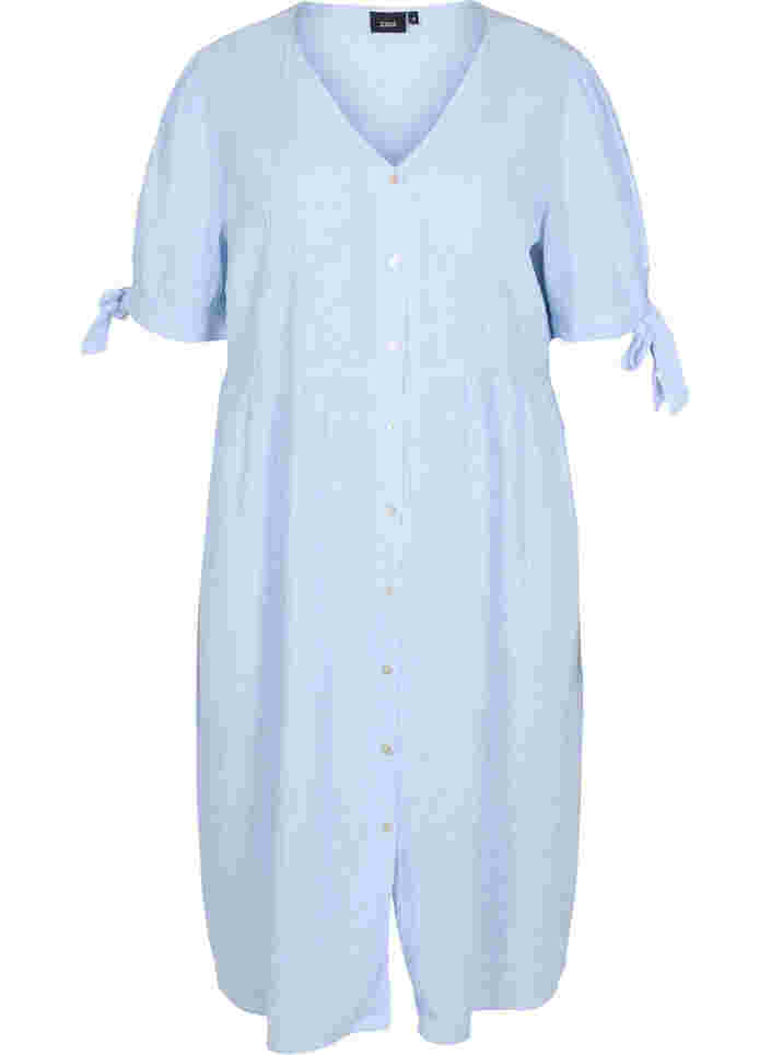 Gestreepte blouse jurk in katoen, Blue Stripe, Packshot