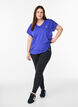 T-shirt de sport &agrave; manches courtes avec col en V, Violet, Model image number 1