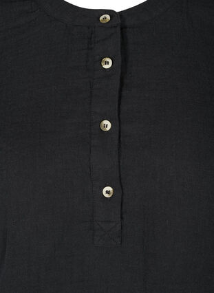 Chemisier en coton à boutons et manches 3/4, Black, Packshot image number 2