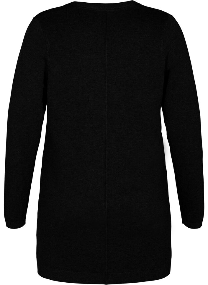 Long cardigan tricot&eacute; dans un m&eacute;lange de viscose, Noir, Packshot image number 1