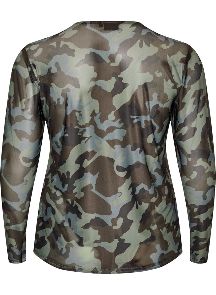 Blouse en maille avec imprim&eacute;, Vert Kaki, Packshot image number 1