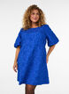 Robe en jacquard &agrave; coupe &eacute;vas&eacute;e avec manches bouffantes, Bleu, Model image number 0