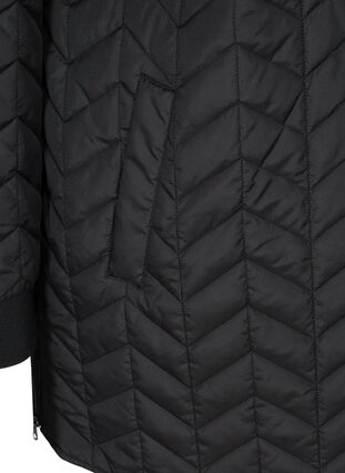 Lange gewatteerde jas met knoopsluiting, Black, Packshot image number 3