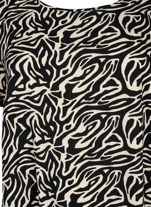Robe à manches courtes avec imprimé, Black/White Animal, Packshot image number 2