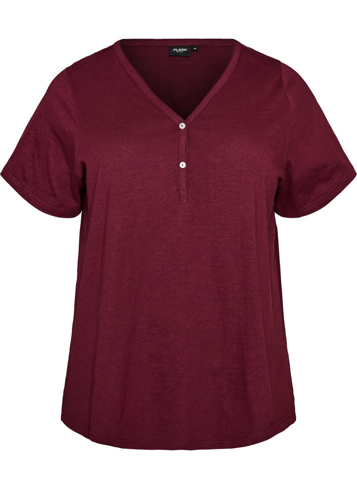 T-shirt dot&eacute; de boutons, Bordeaux fonc&eacute;, Packshot image number 0
