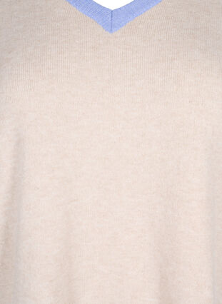 Gebreide blouse met colourblock en v-hals, Pumice Stone Mel.Com, Packshot image number 2