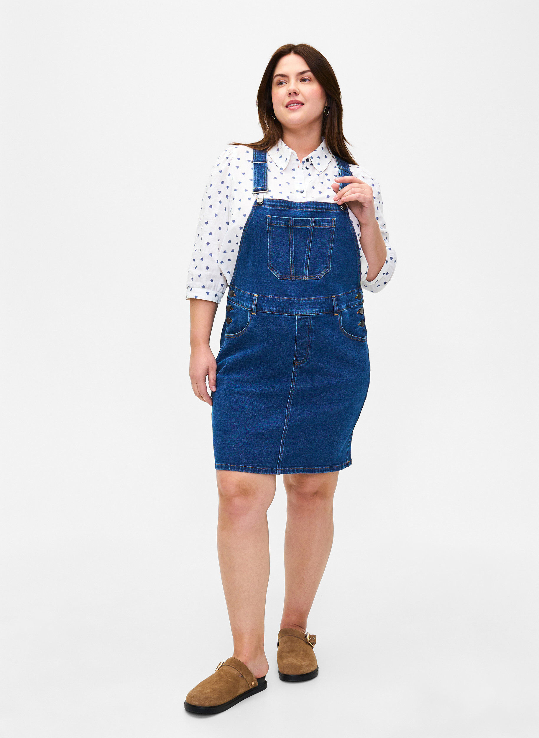 ZizziDenim overall jurk, Blauw, Model image number 1