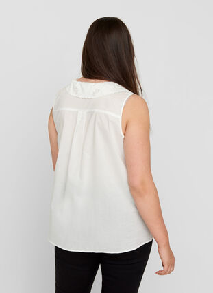 Mouwloze blouse in katoen, Bright White, Model image number 1