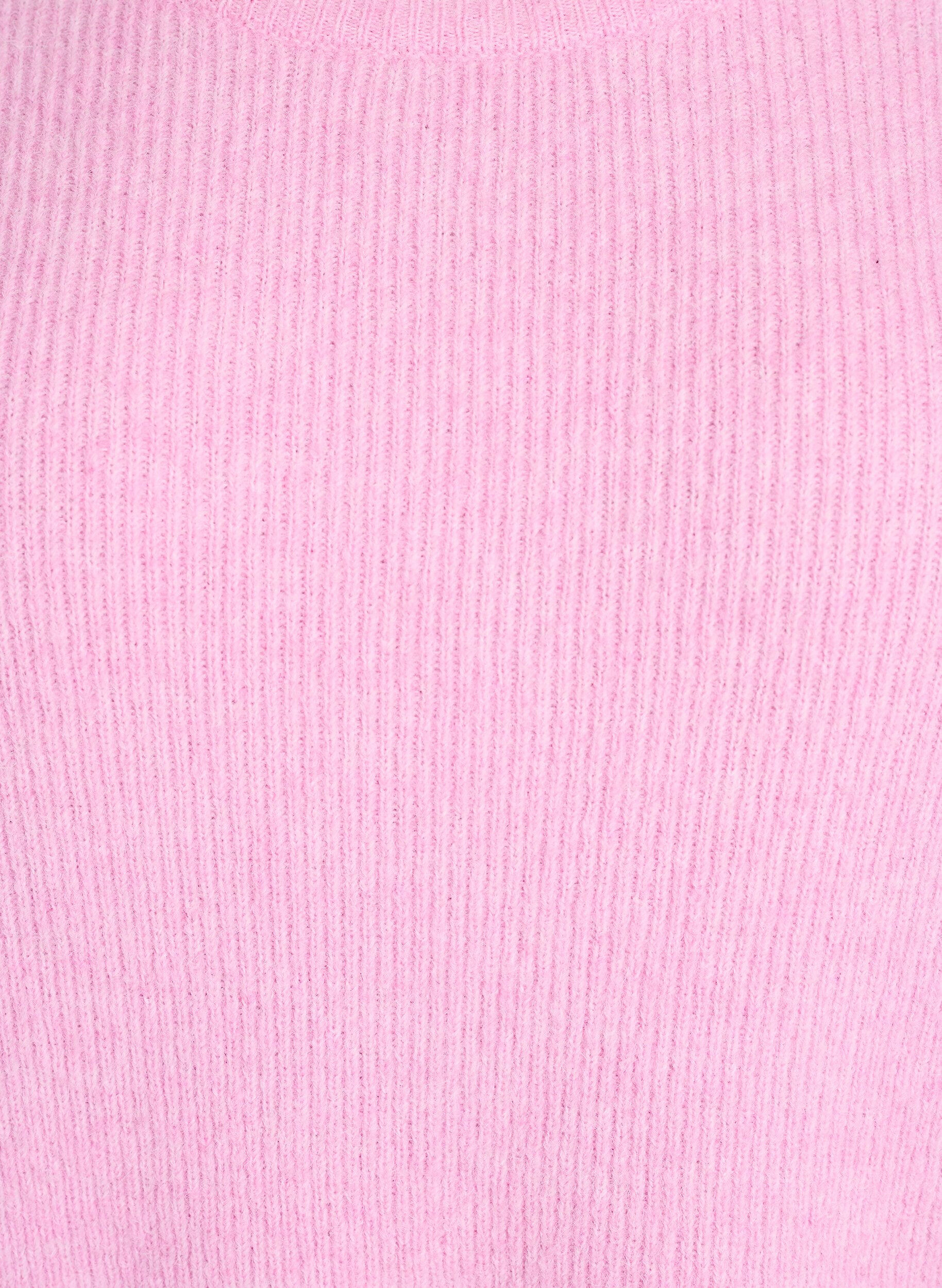 Zizzi Blouse en maille chin&eacute;e &agrave; col rond, Rose, Packshot image number 2