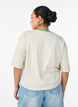 Boxy T-shirt met strepen en statement print, Vanille, Model image number 2